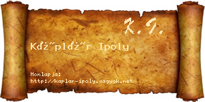 Káplár Ipoly névjegykártya